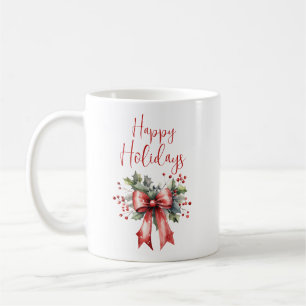 Caneca De Café Arco Vermelho de Script de Feriados Felizes Modern