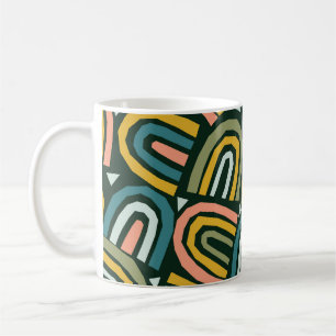 Caneca De Café Arcos-chuva em estilo geométrico, padrão de safra.