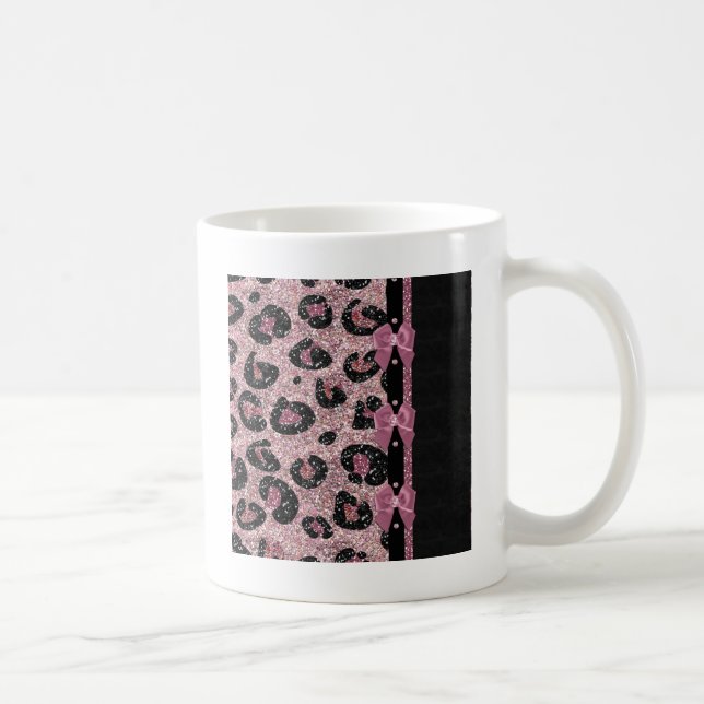 Caneca De Café ARCOS de Fita de Impressão de Leopardo Rosa-Rockab (Direita)