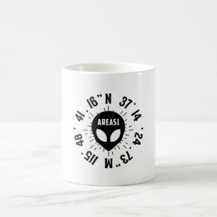 Caneca De Café Área Da Alienígena 51 Aliens De Diversão Do Esp