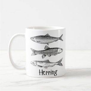 Caneca De Café Arenque peixe, arte simples, mínima de linha para