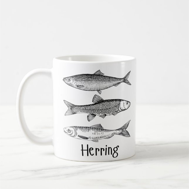 Caneca De Café Arenque peixe, arte simples, mínima de linha para  (Esquerda)
