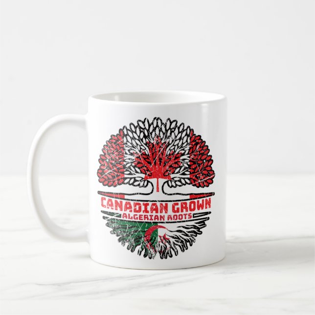 Caneca De Café Argélia Argelina Canadense Tree Roots Flag (Esquerda)