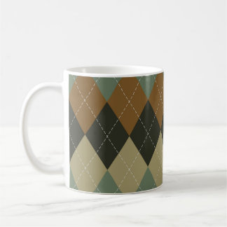 Caneca De Café Argyle Autumn: Chic Rhombus Castanho-Verde