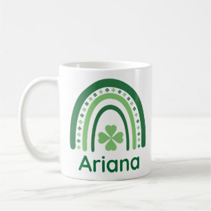 Caneca De Café Ariana Nome Clover Boho Arco-íris