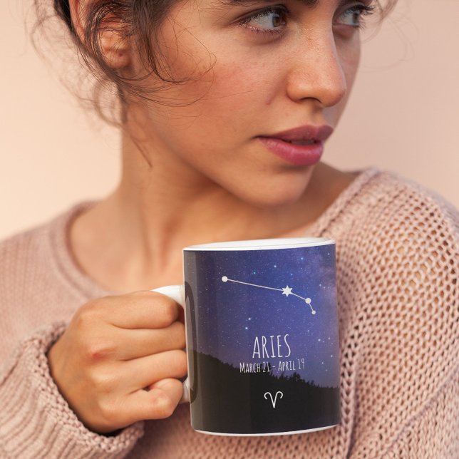 Caneca De Café Aries | Constelação Zodiac Personalizada (Criador carregado)