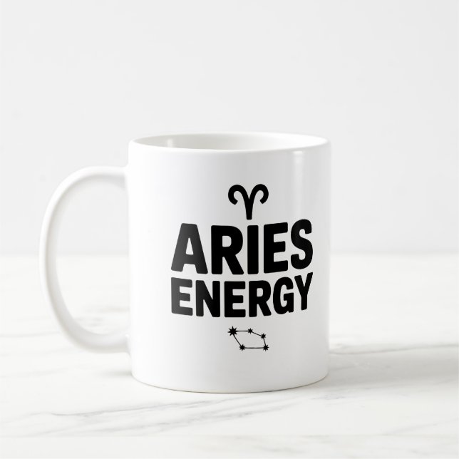 Caneca De Café Aries Energy Mug - Zodiac Astrology Coffee Cup (Esquerda)