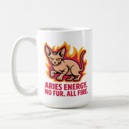 Caneca De Café Aries Energy Sphynx Cat Fire Illustration