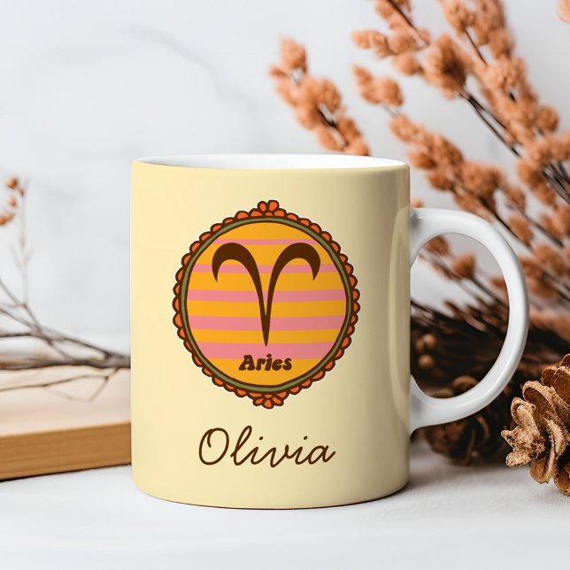 Caneca De Café Áries Groovy Personalizado (Criador carregado)