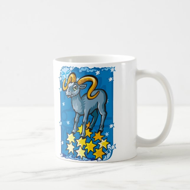 Caneca De Café Aries no Céu Noturno com Estrelas (Direita)