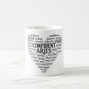 Caneca de Café Áries Nuvem de Palavras do Zodíac