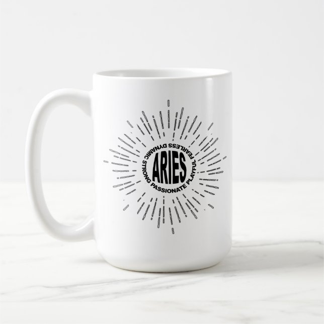 Caneca De Café Aries Ram happy March birthday April zodiac sign (Esquerda)