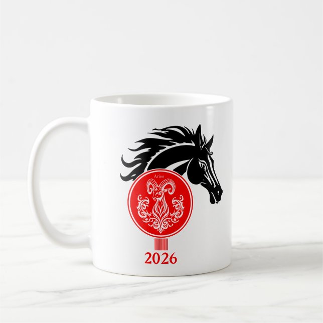 Caneca De Café Aries x ano do cavalo 2026 (Esquerda)