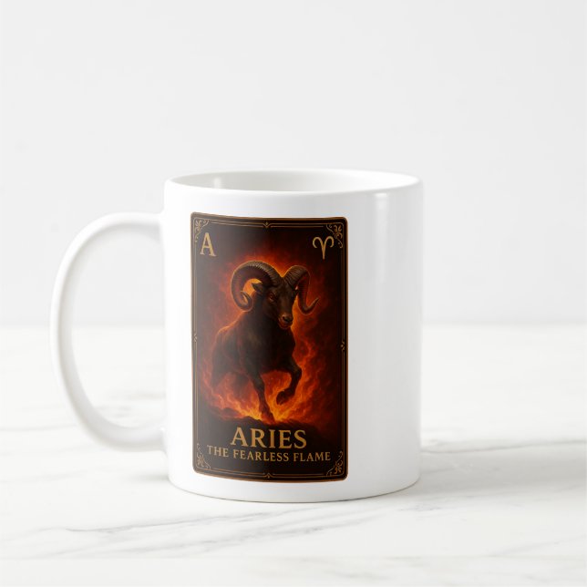 Caneca De Café Aries Zodiac Art – Fiery Ram of Passion (Esquerda)
