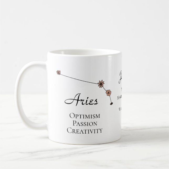 Caneca De Café Aries Zodiac - Constelação da Flor Sinal de Estrel (Esquerda)