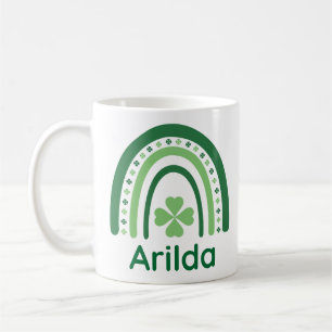 Caneca De Café Arilda Nome Clover Boho Rainbow