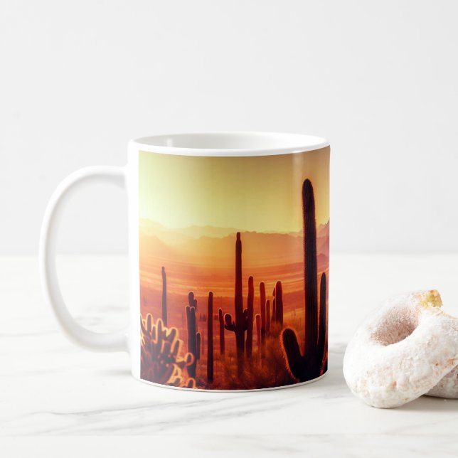 Caneca De Café Arizona Desert cactus sunset (Com Donut)