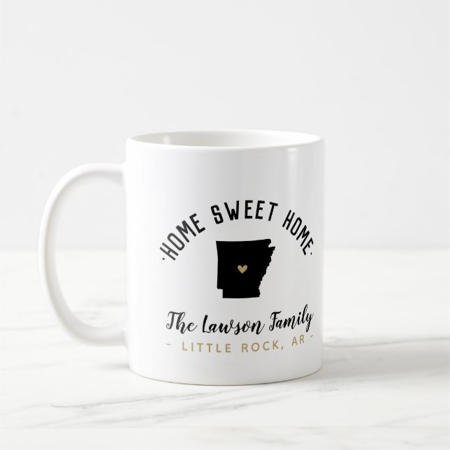 Caneca De Café Arkansas Home Sweet Home Family Monograma Mug (Esquerda)