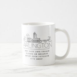 Caneca De Café Arlington Stylized Skyline | Slogan Personalizado