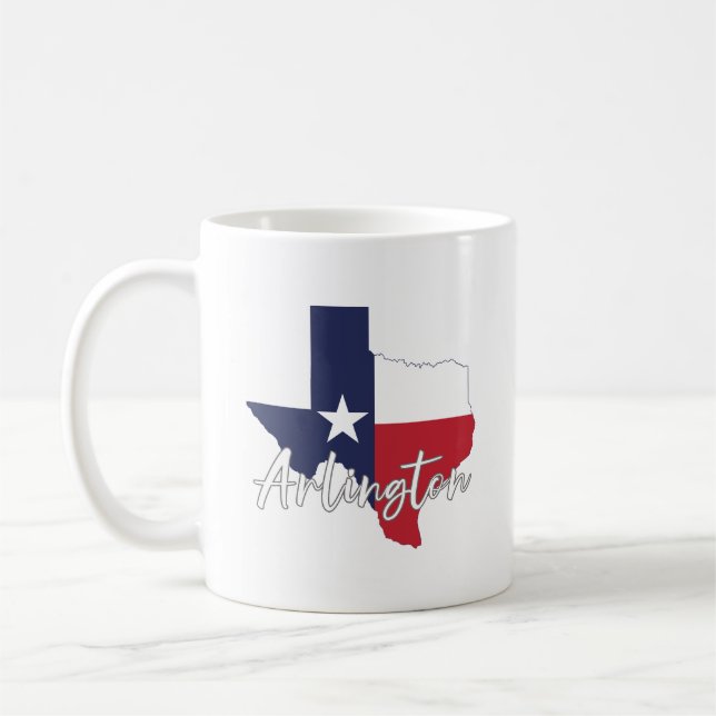 Caneca De Café Arlington, Texas Flag Map (Esquerda)