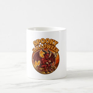 Caneca De Café Armação de Halloween Pequeno Diabo Espiritismo Ret