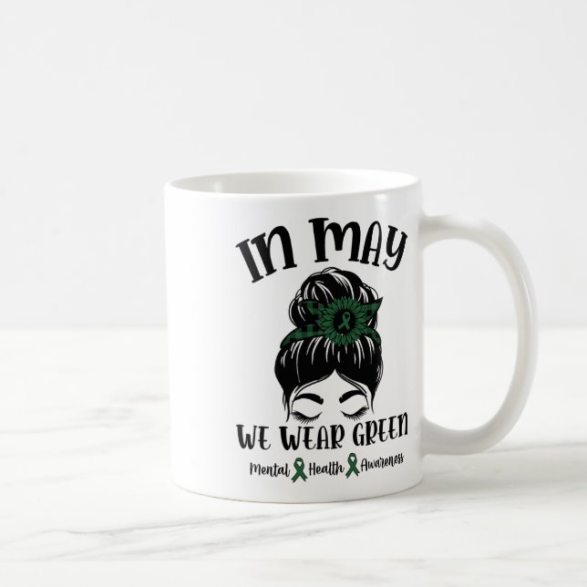 Caneca De Café Armas Em Maio Vestimos Consciência Mental Verde (Direita)