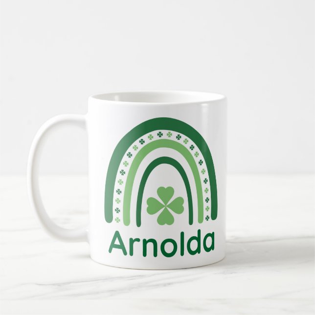 Caneca De Café Arnolda Name Clover Boho Rainbow (Esquerda)