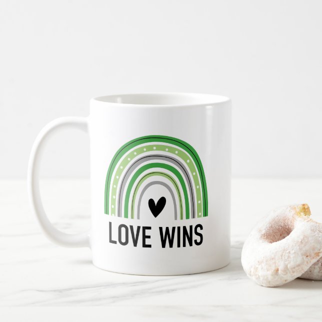 Caneca De Café Aromântico Rainbow Love ganha (Com Donut)