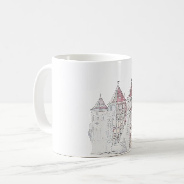 Caneca De Café Arquitetura do Castelo de Belarus Mir (Frente Esquerda)