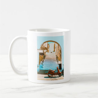 Caneca De Café Arquitetura Estilizada de Escadaria Costeira de Ve