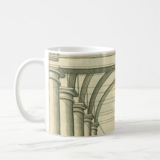 Caneca De Café Arquitetura Vintage, Arches Colunas Perspectiva (Esquerda)