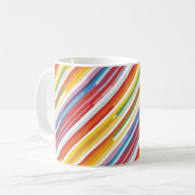 Caneca De Café Arrancamento da Stripe do Arco-Íris (Frente Esquerda)