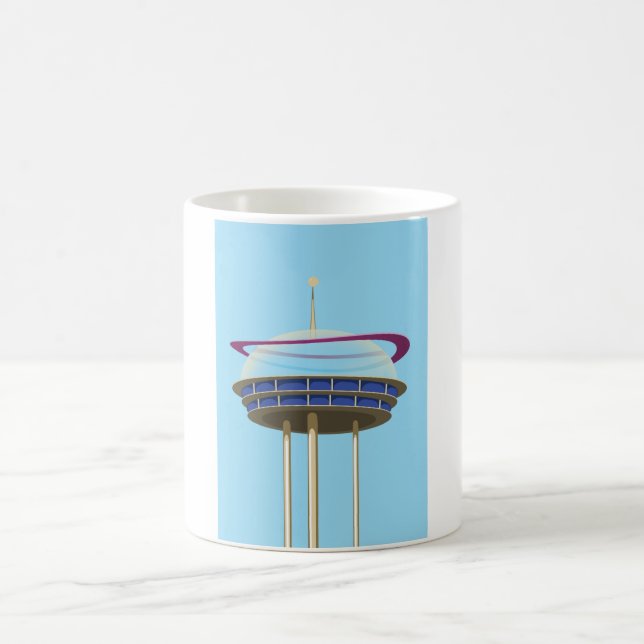 Caneca De Café Arranha-céu retrô de ficção científica (Centro)