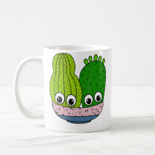 Caneca De Café Arranjo de Cactos Fofos em Tigela de Cerâmica