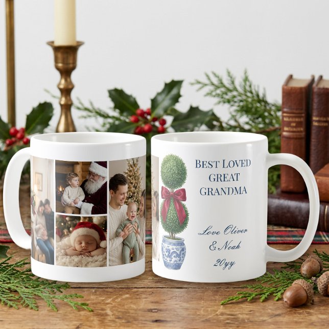 Caneca De Café Arranjo de Topiaria Grandmillennial com Arco para  (Photo Mug - Grandmillennial Topiary Chinoiserie holiday collection by Darling & May)