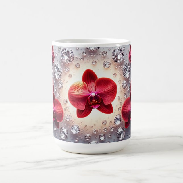 Caneca De Café Arranjo Elegante de Orquídeas Vermelhas (Centro)