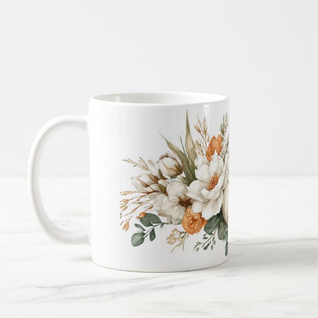 Caneca De Café Arranjo Floral Boho Outono (Esquerda)