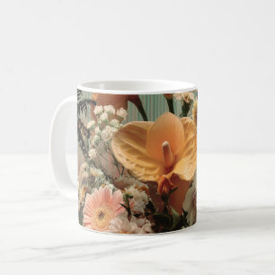 Caneca De Café Arranjo Floral de Anthurium e Tropicais