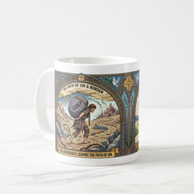 Caneca De Café Arrependimento: Deixando o Caminho do Pecado - Cri (Frente Esquerda)