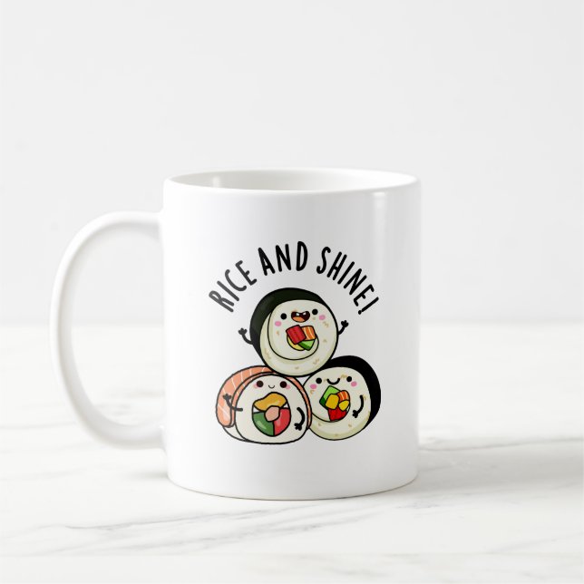 Caneca De Café Arroz E Arroz Engraçado Sushi Roll Pun (Esquerda)