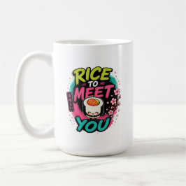Caneca De Café Arroz para Conhecer Você – Design de Sushi Kawaii