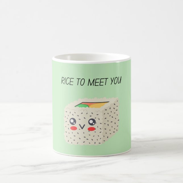 Caneca De Café Arroz Para Te Conhecer Kawaii Sushi Coffee Mug (Centro)