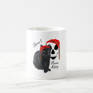 Caneca De Café Arrrr! Gata Pirata Preta Kitty