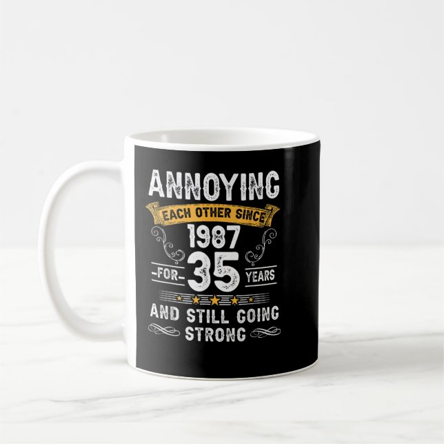 Caneca De Café Arruinando-Se Desde 1987 35 Anos Casando Um (Esquerda)