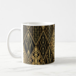 Caneca De Café Art Deco Black Dourado Elegance