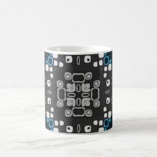 Caneca De Café Art Deco Blue, Cinza Rastreio Floral Abstrato