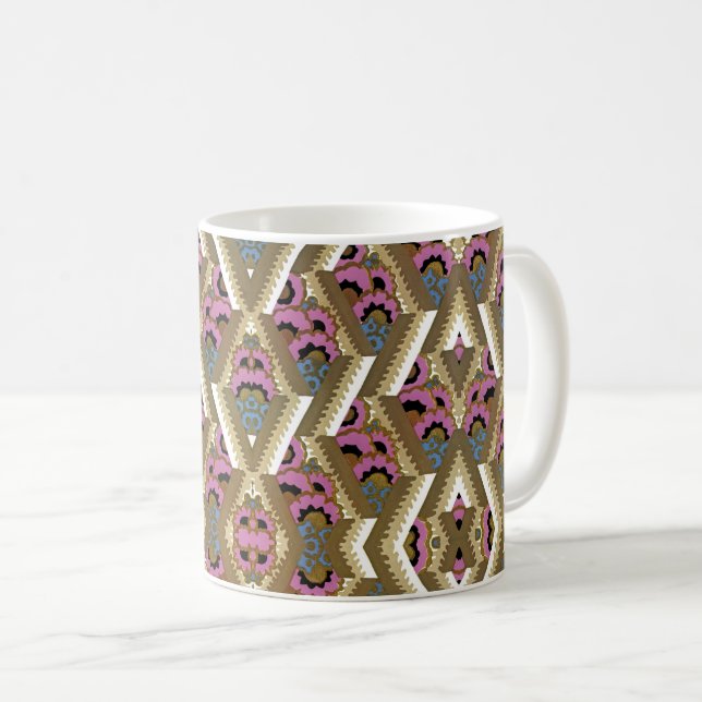 Caneca De Café Art Deco Design nº 9, padrão floral (Frente Esquerda)