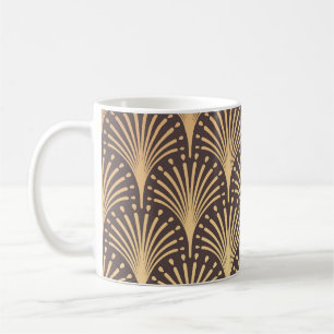 Caneca De Café Art Deco Dourado: Luxo Geométrico Minimalista