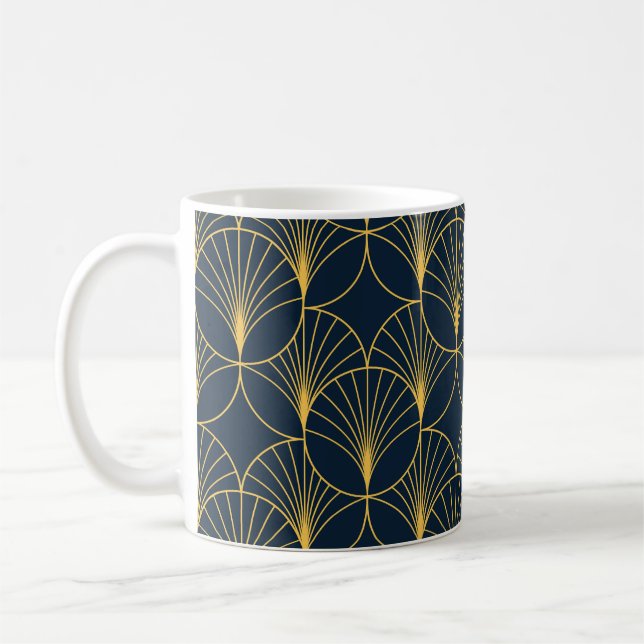Caneca De Café Art Deco Elegance: Fan Motifs (Esquerda)