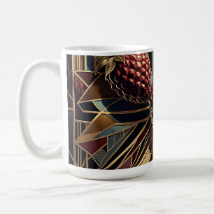 Caneca De Café Art Deco Framboesa Geométrico Dourado